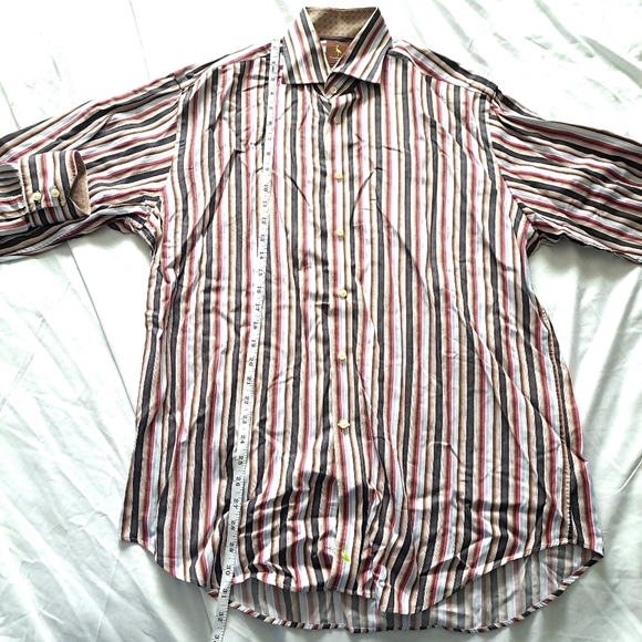Tailorbyrd| Men's Striped button down collared Shirt - Multicolor - Picture 7 of 8